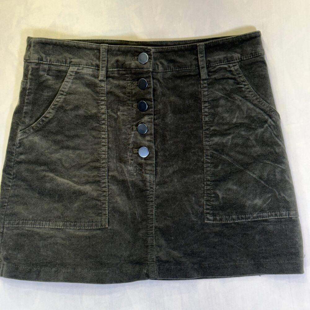 forever 21 women's mini skirt size M Dark green corduroy button front casual Y2K - Picture 2 of 12